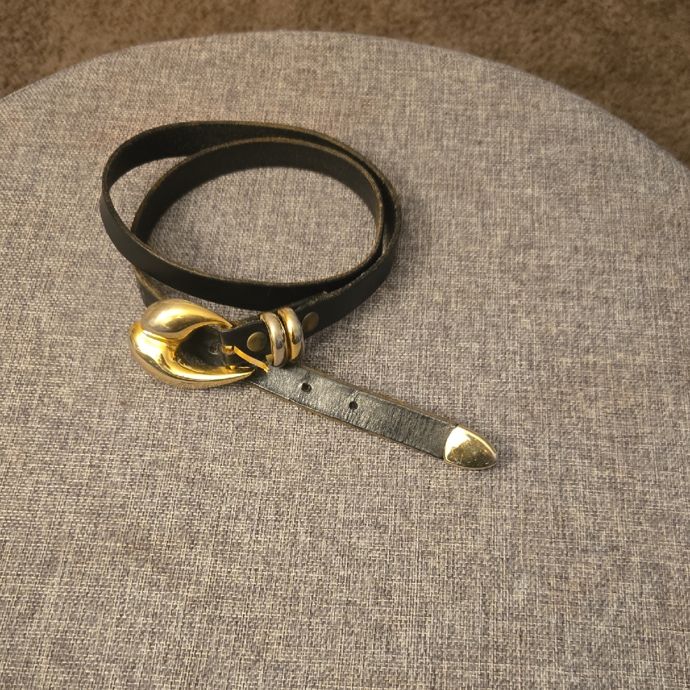 Chic Black Belt with Gold Accent